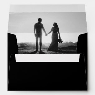 Black & White Script Couple Photo 5x7 Wedding  Envelope