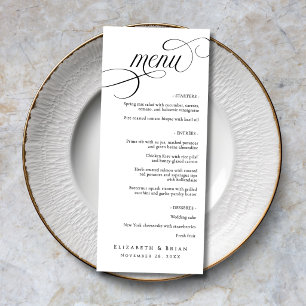 Black White Script Elegant Wedding Menu