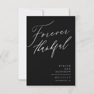 Black White Script Forever Thankful Photo Collage Thank You Card