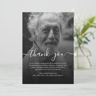 Black & White Script Funeral/Sympathy Thank You Card