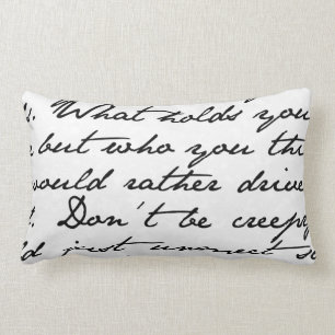 Black & White Script Handwriting Throw Pillow