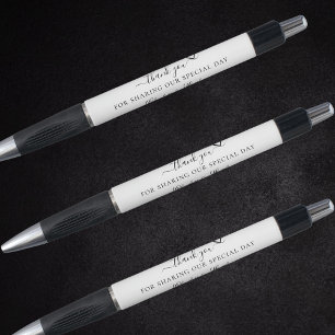 Black white script heart wedding thank you