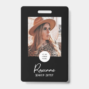 Black & White Script Logo Photo Makeup Badge ID Badge
