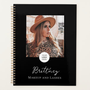 Black White Script Logo Photo Makeup Customizable Planner