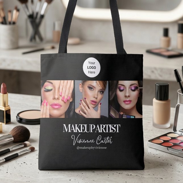 Black White Script Logo Photo Makeup Studio Tote Bag (Black White Script Logo Photo Makeup Studio Tote Bag)