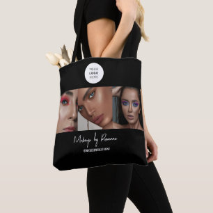 Black White Script Logo Photo Makeup Studio Tote Bag