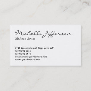 Black & White Script Makeup Artist Business Card