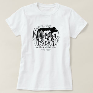 Black & White Script Mama Bear Protector Art T-Shirt