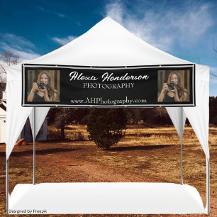 Black & White Script Modern booth Tent Banner