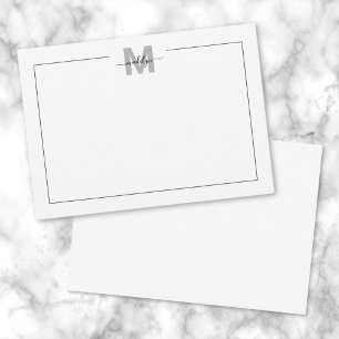 Black White Script Monogram Card