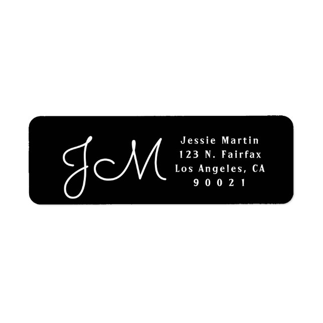 Black & White Script Monogrammed Return Address (Front)