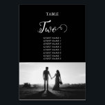 Black & White Script Photo Wedding Table Number<br><div class="desc">A beautiful black and white calligraphy script design showcasing the couple's photo. A modern wedding couple photo design with simple minimalistic elements. An ideal wedding modern table number design for anyone who loves script calligraphy, black and white designs and photo picture wedding stationery. Matching wedding invitations and other stationery items...</div>