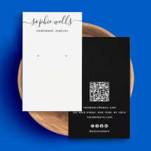  Black White Script QR Code Earring Display