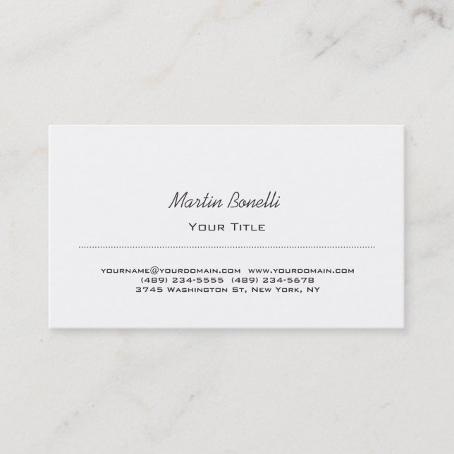 Black & White Script Trendy Business Card (Front)