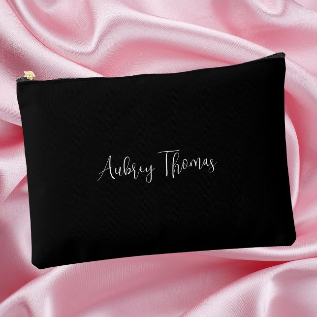 Black & White Script Typography Accessory Pouch (Creator Uploaded)