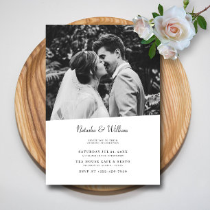 Black White Script Wedding Invitation
