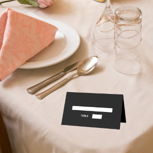 Black white script wedding place card