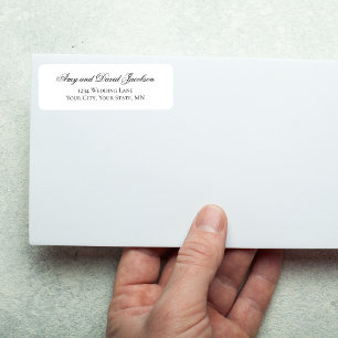 Black White Script Wedding Return Address
