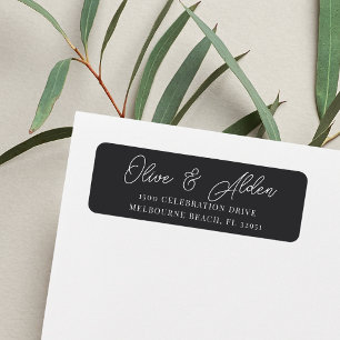 Black & White Script Wedding Return Address