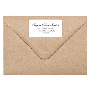 Black White Script Wedding Return Address Label