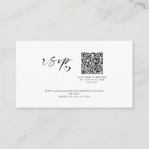 Black & White Script Wedding Website QR Code Enclosure Card