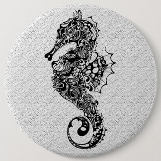 Black & White Seahorse-Tattoo Style 6 Cm Round Badge