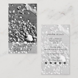 Black & White Seashells Photo Social Media Business Card