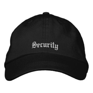 Black White Security Personalised Work Business Embroidered Hat