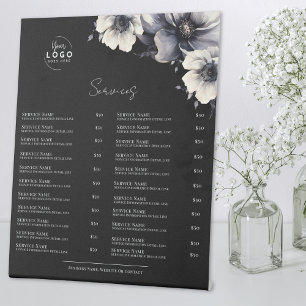 Black White Services Menu Pedestal Sign