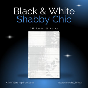 Black & White Shabby Chic Botanical 3M  Post-it Notes