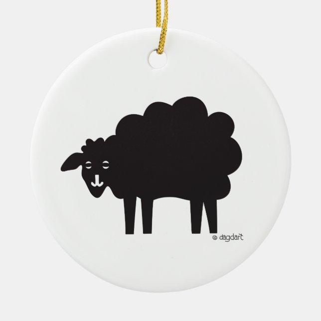 Black & White Sheep Ornament (Front)