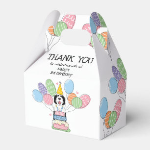 Black & White Sheepadoodle Birthday Thank You Favour Box