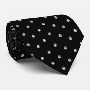 Black White Shiny Glitter Diamond Look Tie