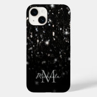 Black white shiny glitter sparkles ombre Monogram