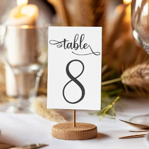 Black white sign   3.5x5 table number   Table 8