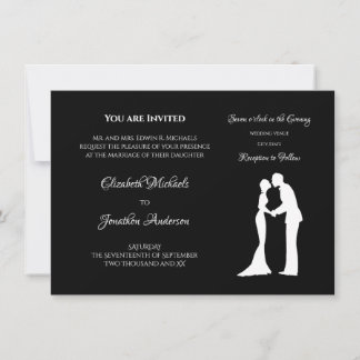 Black White Silhouette Wedding Invitation