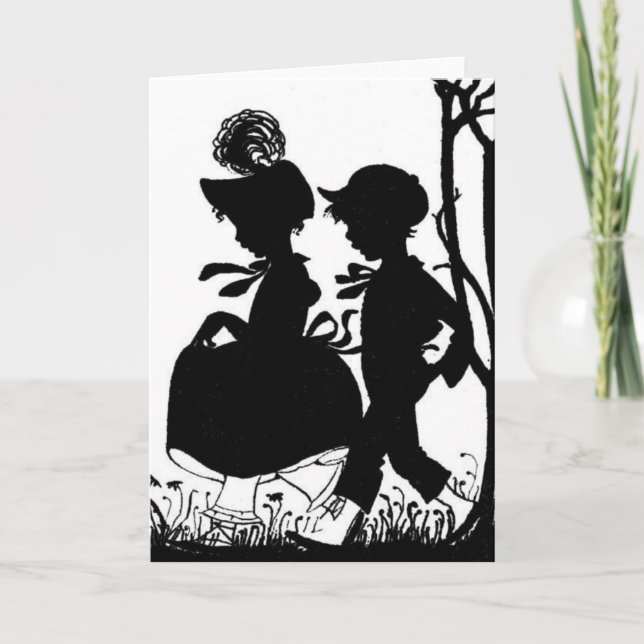 Black & White Silhoutte Children Greeting Card (Front)
