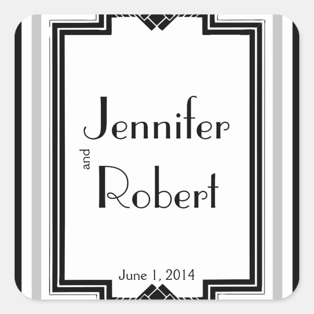 Black White Silver Art Deco Frame Envelope Seal (Front)