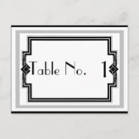 Black White Silver Art Deco Frame Table Number