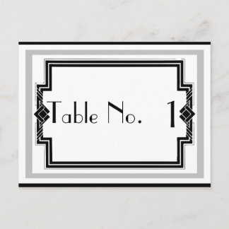 Black White Silver Art Deco Frame Table Number Postcard