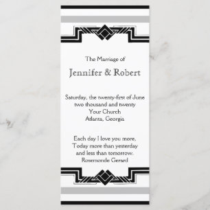 Black White Silver Art Deco Frame Wedding Program Programme