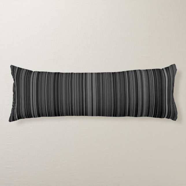 Black white silver grey retro stripe  body pillow (Front)