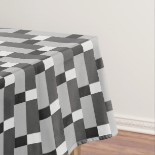 Black White Silver Grey Striped Pattern Tablecloth