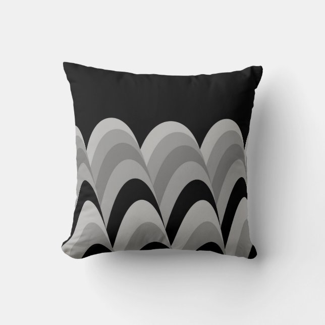 Black White Silver Grey Stylish Pattern Cushion (Front)