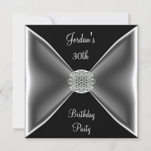 Black & White Silver Jewel 30th Birthday Party Invitation