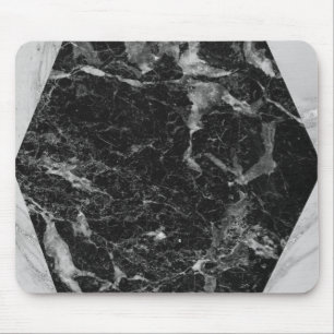 Black White & Silver Marble Modern Glam Mouse Pad