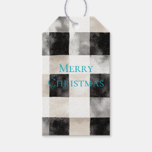 Black White Silver Rustic Stripes Christmas Gift Tags