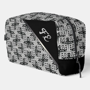 Black White + Silver square Pattern Monogram Bags
