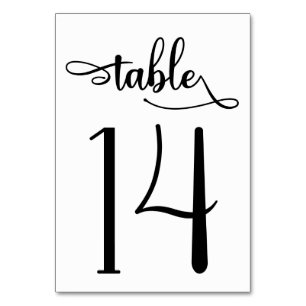 Black white simple 3.5x5 table number Table 14