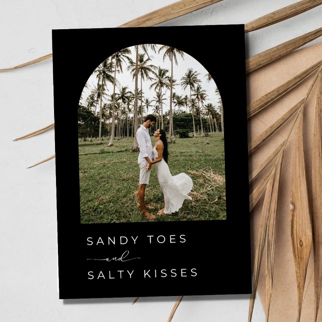 Black White Simple Beach Wedding Save the Date (Black White Simple Beach Wedding Save the Date)